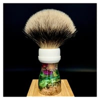 Image 1 of The Kooyong Shaving Brush | Resin & Burl with Pink Flower