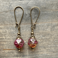 Image 8 of Boho Czech Glass Bead Earrings, Rustic Dangle Earrings, with Antique Brass