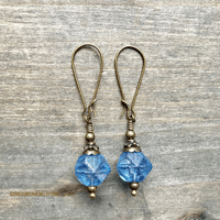 Image 10 of Boho Czech Glass Bead Earrings, Rustic Dangle Earrings, with Antique Brass