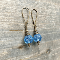 Image 11 of Boho Czech Glass Bead Earrings, Rustic Dangle Earrings, with Antique Brass