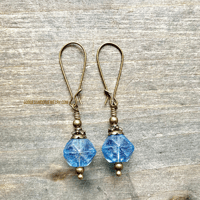 Image 12 of Boho Czech Glass Bead Earrings, Rustic Dangle Earrings, with Antique Brass