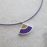 Image 1 of Small New Quarter Pendant in Wheat with Aubergine
