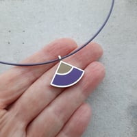 Image 2 of Small New Quarter Pendant in Wheat with Aubergine