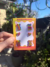Rainbow candy trio polymer clay stud pack
