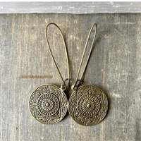 Image 7 of Antique Silver Mandala Earrings, Textured Earrings, Boho Jewelry, Tribal Round Earrings 