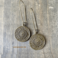 Image 8 of Antique Silver Mandala Earrings, Textured Earrings, Boho Jewelry, Tribal Round Earrings 