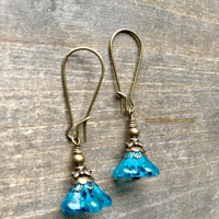 Image 9 of Boho Flower Earrings, Pink Flower Earrings, Handmade Glass Drop Earrings