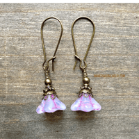 Image 7 of Boho Flower Earrings, Pink Flower Earrings, Handmade Glass Drop Earrings