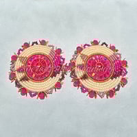 Image 1 of Pink Beaded Native American Earrings 