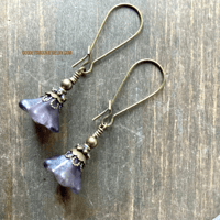 Image 12 of Boho Flower Earrings, Pink Flower Earrings, Handmade Glass Drop Earrings