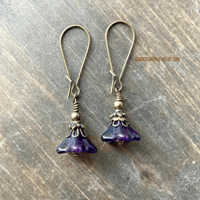 Image 15 of Boho Flower Earrings, Pink Flower Earrings, Handmade Glass Drop Earrings