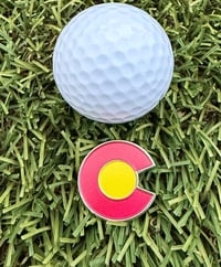 Image 1 of Colorado C Golf Ball Marker - Colorado Magnetic Hat Clip for Golf - Gift for Golf Dad CU - Colora...