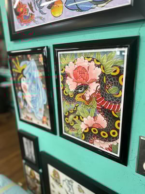 Image of Snake and Peonies Print