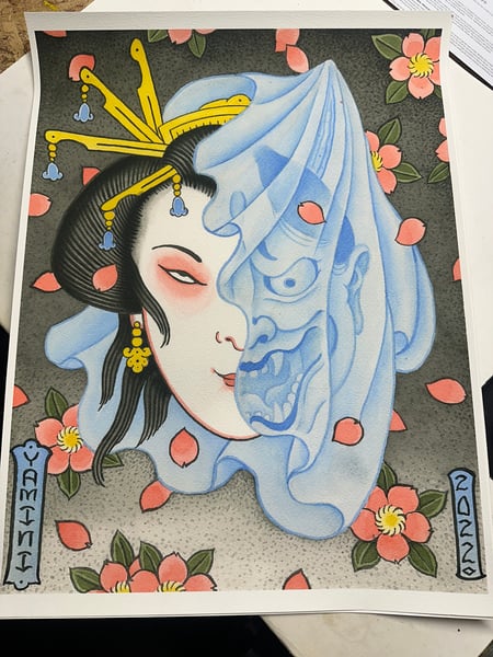 Image of Hannya/Geisha Print