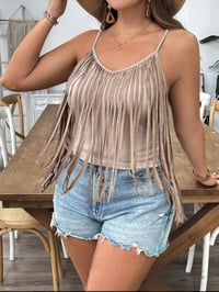 Image 2 of Fringe Spaghetti Strap Tops