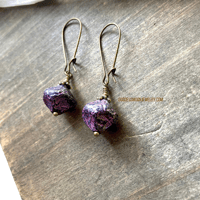 Image 4 of Purple Boho Dangle Earrings, Rustic Boho Earrings, Antique Bronze Hooks, Festival Jewelry