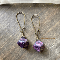 Image 6 of Purple Boho Dangle Earrings, Rustic Boho Earrings, Antique Bronze Hooks, Festival Jewelry