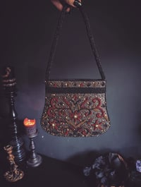 Image 1 of Red and black beaded purse 