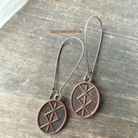 Image 5 of Viking Rune Earrings, Viking Norse Jewelry, Norse Rune Dangle Earrings, Copper Boho Jewelry