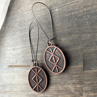 Image 2 of Viking Rune Earrings, Viking Norse Jewelry, Norse Rune Dangle Earrings, Copper Boho Jewelry