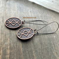 Image 3 of Viking Rune Earrings, Viking Norse Jewelry, Norse Rune Dangle Earrings, Copper Boho Jewelry