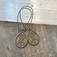 Image 9 of Viking Rune Earrings, Viking Norse Jewelry, Norse Rune Dangle Earrings, Copper Boho Jewelry