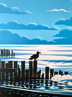 Image of Gull linocut