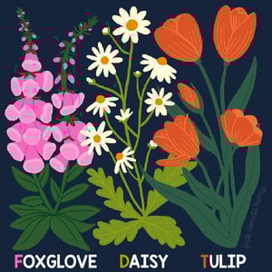 “Foxglove Daisy Tulip” Vinyl Sticker