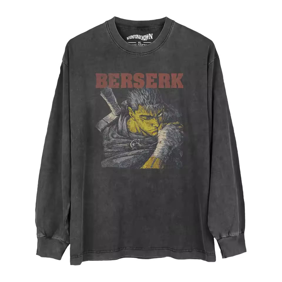 Berserk Guts Premium T-Shirt – Japanese Anime, Washed Unisex Cotton Tee for Men & Women