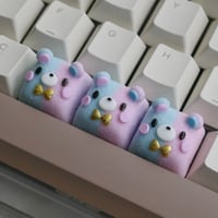 Image 1 of Gumdrop the Bear Artisan Keycap | Blue and Pink