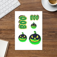 Image 2 of Sticker sheet - Jack O Lantern Vintage Green Black