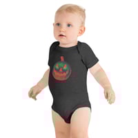 Image 2 of Baby Short Sleeve Onesie - Jack O Lantern Retro Orange Glow