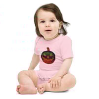 Image 10 of Baby Short Sleeve Onesie - Jack O Lantern Retro Orange Glow