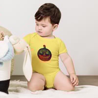 Image 12 of Baby Short Sleeve Onesie - Jack O Lantern Retro Orange Glow