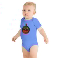 Image 8 of Baby Short Sleeve Onesie - Jack O Lantern Retro Orange Glow
