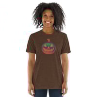 Image 4 of Short Sleeved T-shirt (Adult M/F) - Jack O Lantern Retro Orange Glow