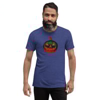 Image 6 of Short Sleeved T-shirt (Adult M/F) - Jack O Lantern Retro Orange Glow