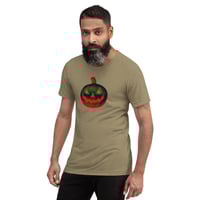 Image 11 of Short Sleeved T-shirt (Adult M/F) - Jack O Lantern Retro Orange Glow
