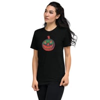 Image 2 of Short Sleeved T-shirt (Adult M/F) - Jack O Lantern Retro Orange Glow