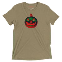 Image 23 of Short Sleeved T-shirt (Adult M/F) - Jack O Lantern Retro Orange Glow