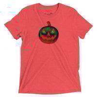 Image 21 of Short Sleeved T-shirt (Adult M/F) - Jack O Lantern Retro Orange Glow