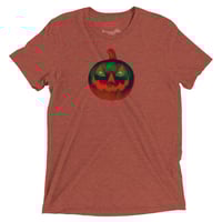 Image 20 of Short Sleeved T-shirt (Adult M/F) - Jack O Lantern Retro Orange Glow