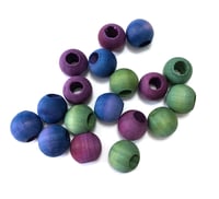 Image 2 of 18pc METALLIC PRISM 14mm Round Shaped/Large Hole/Wooden Beads/Square Bead/Hand Dyed/DIY Jewelry Bead