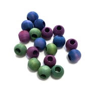 Image 3 of 18pc METALLIC PRISM 14mm Round Shaped/Large Hole/Wooden Beads/Square Bead/Hand Dyed/DIY Jewelry Bead