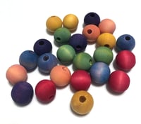 Image 1 of 24pc RAINBOW 16mm Round Shaped/4mm Hole/Wooden Beads/Square Bead/Hand Dyed/DIY Jewelry Beads/Macrame