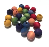 Image 2 of 24pc RAINBOW 16mm Round Shaped/4mm Hole/Wooden Beads/Square Bead/Hand Dyed/DIY Jewelry Beads/Macrame