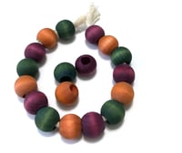 Image 1 of 18pc FALL LEAVES 14mm Round Shaped/Large Hole/Wooden Beads/Square Bead/Hand Dyed/DIY Jewelry Beads/M