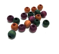 Image 2 of 18pc FALL LEAVES 14mm Round Shaped/Large Hole/Wooden Beads/Square Bead/Hand Dyed/DIY Jewelry Beads/M