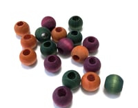 Image 3 of 18pc FALL LEAVES 14mm Round Shaped/Large Hole/Wooden Beads/Square Bead/Hand Dyed/DIY Jewelry Beads/M