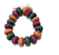 Image 1 of 18pc FALL LEAVES 14MM Donut Shaped Wooden Bead/Large Hole Round Bead/Hand Dyed/Center Drilled/DIY Je